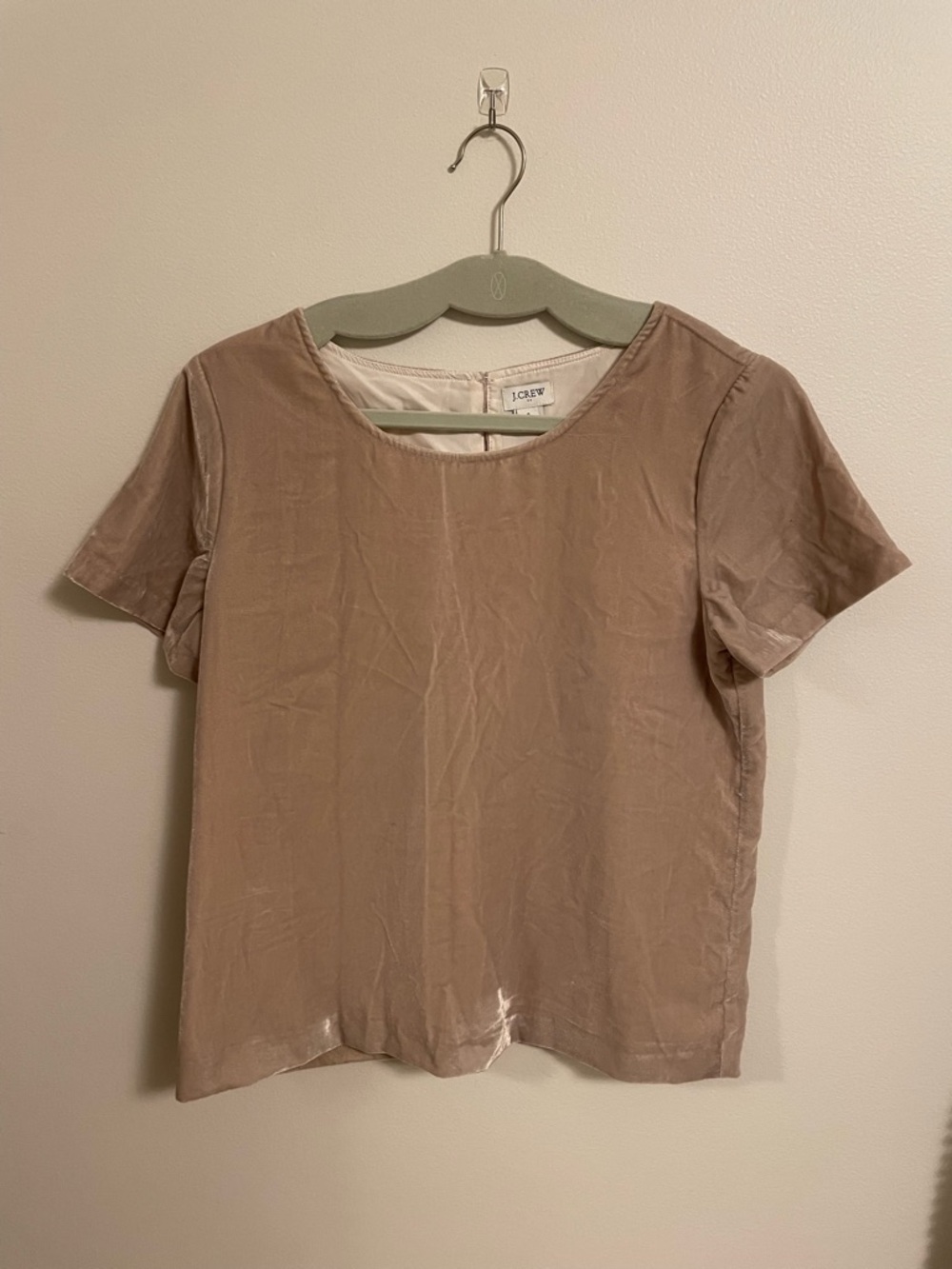 J. Crew Dusty Blush Velvet Short-Sleeve Tee